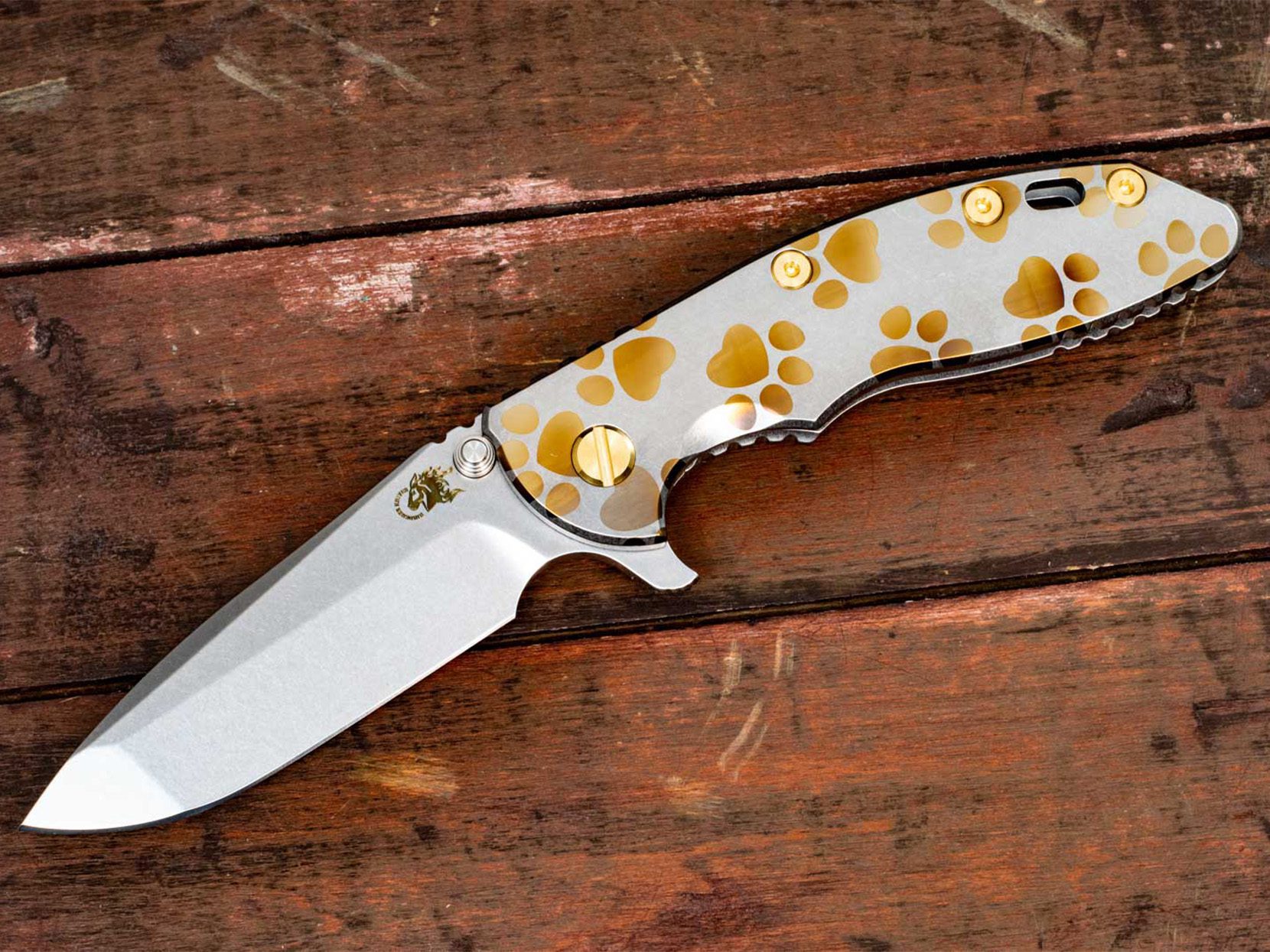 XM-18 3.5" Spanto-Stonewash Titanium-Bronze Chaos Paw-Titanium Handle