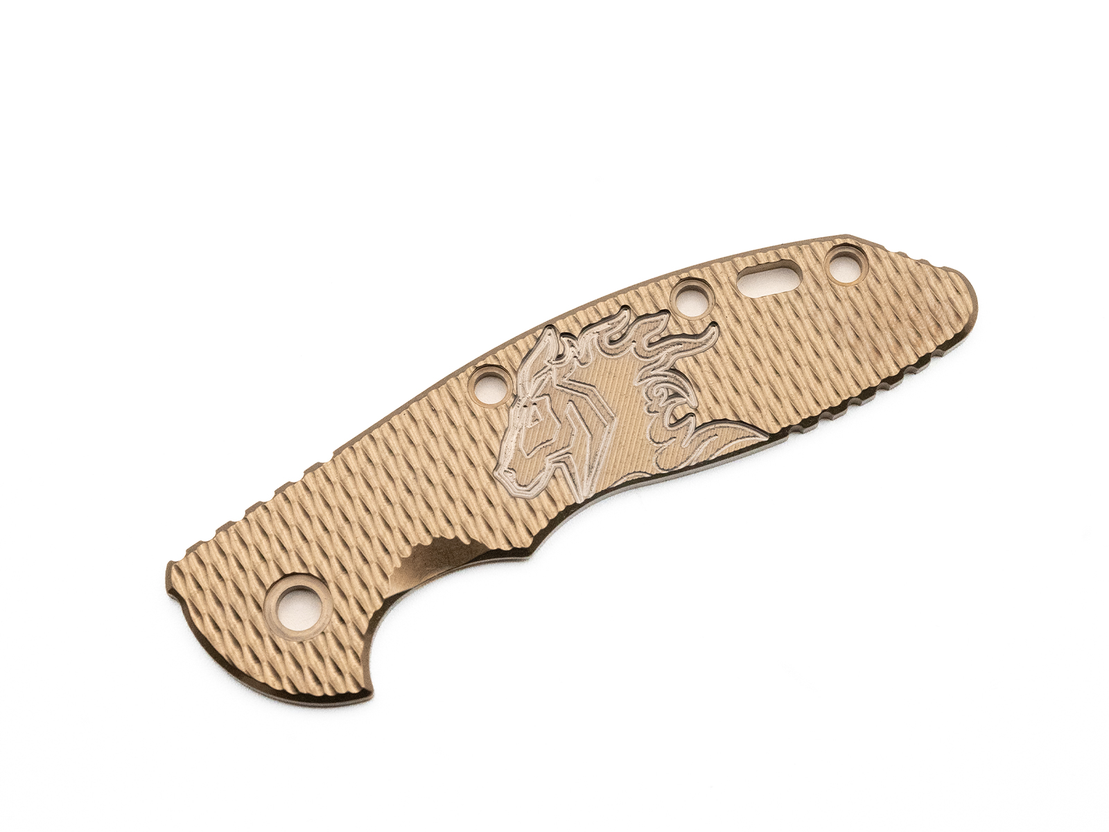 3.5" XM18-SKINNY-Titanium Scale-Milled Horse Head Logo-Textured-Stonewash Bronze-Silver/Bronze 3.5" XM18-SKINNY-Titanium Scale-Milled Horse Head Logo-Textured-Stonewash Bronze-Silver/Bronze