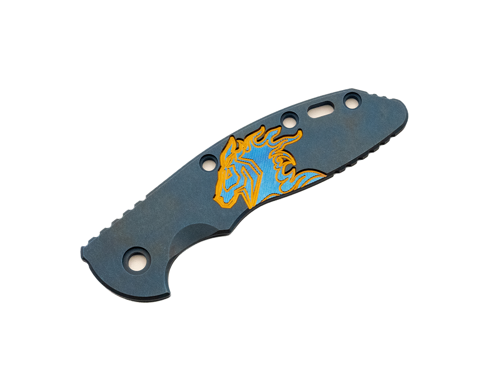 3.5" XM18 Titanium Scale-Milled Horse Head Logo-Smooth-Battle Blue-Bronze/Blue 3.5" XM18 Titanium Scale-Milled Horse Head Logo-Smooth-Battle Blue-Bronze/Blue