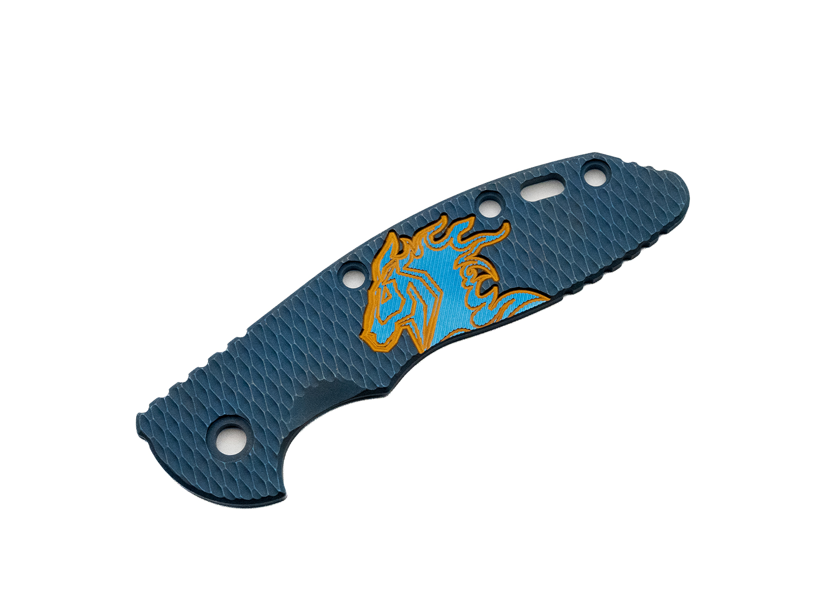 3.5" XM18 Titanium Scale-Milled Horse Head Logo-Textured-Battle Blue-Bronze/Blue