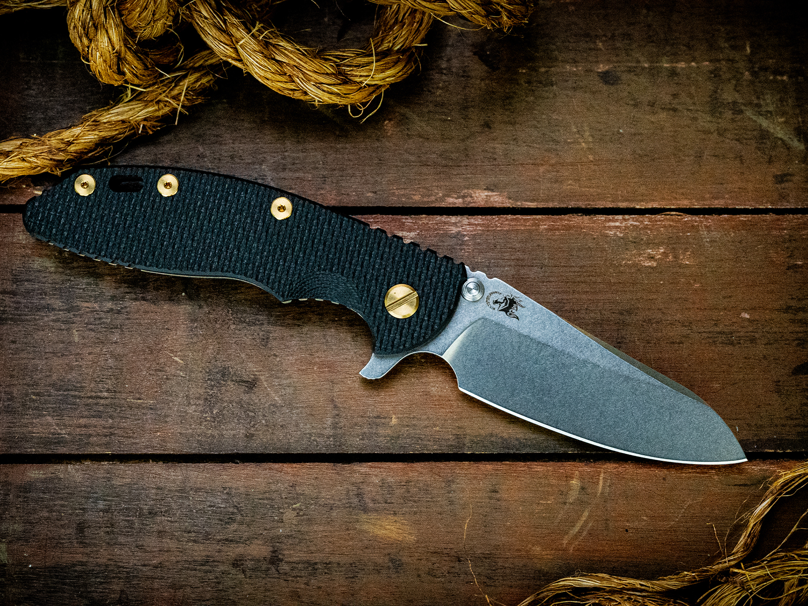 ExpProductCell_XM-18 3.5"-S45VN-Sheepsfoot-Stonewash Blade-Battle Bronze-Black G10-Brass Hardware-LEFT HANDED