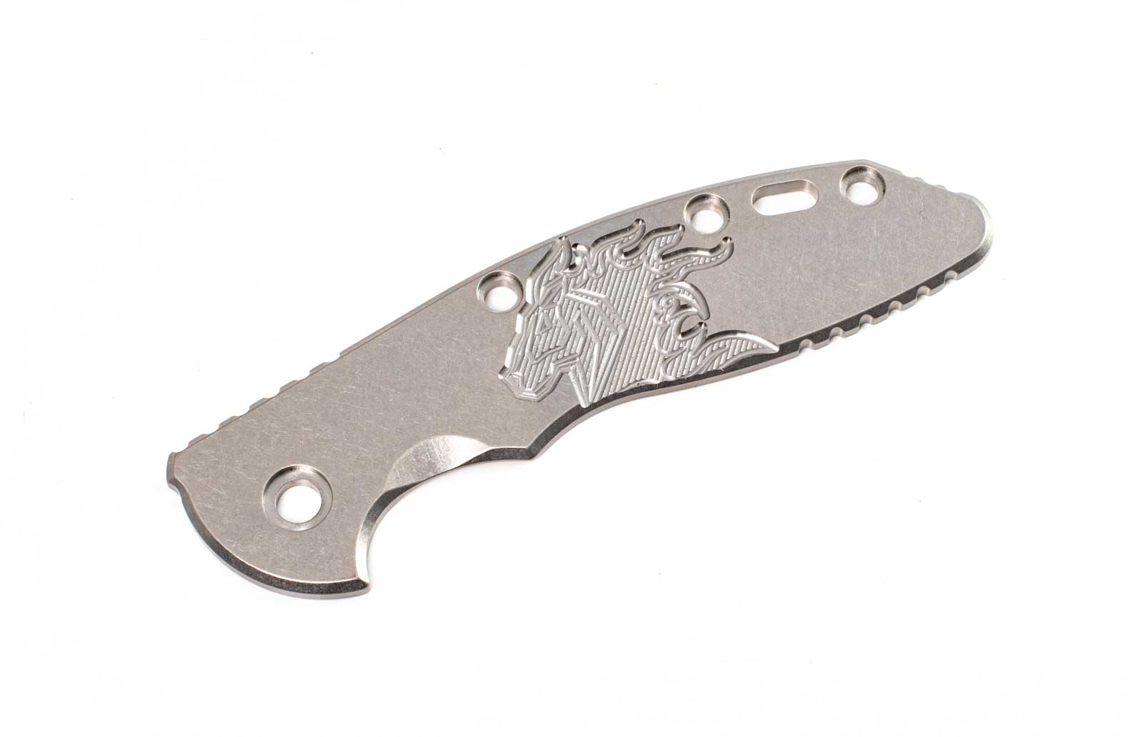 3.5" XM18 Titanium Scale-Milled Horse Head Logo-Smooth-Stonewash 3.5" XM18 Titanium Scale-Milled Horse Head Logo-Smooth-Stonewash