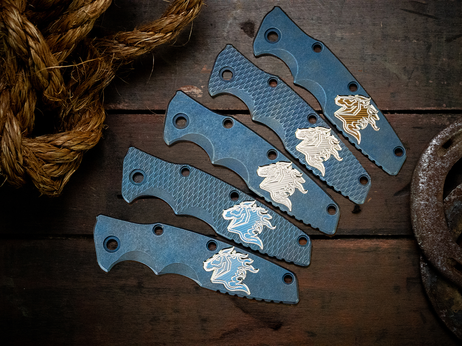 Eklipse 3.5" Skinny Titanium Scale-Milled Horse Head Logo-Battle Blue Eklipse 3.5" Skinny Titanium Scale-Milled Horse Head Logo-Battle Blue