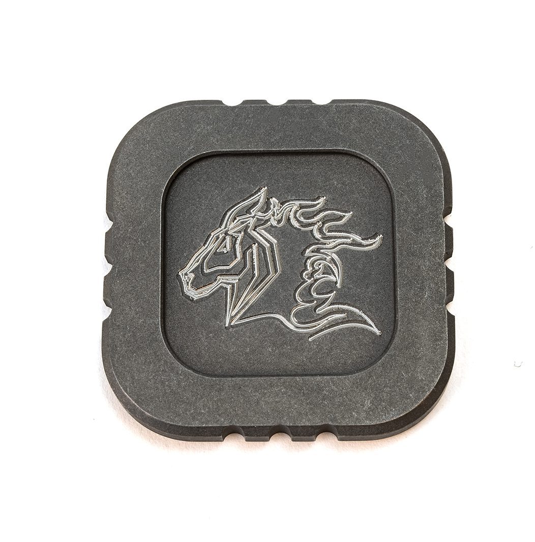 Steel Flame/Hinderer - Titanium Filler Tab Challenge Coin - Working Finish Steel Flame/Hinderer - Titanium Filler Tab Challenge Coin - Working Finish