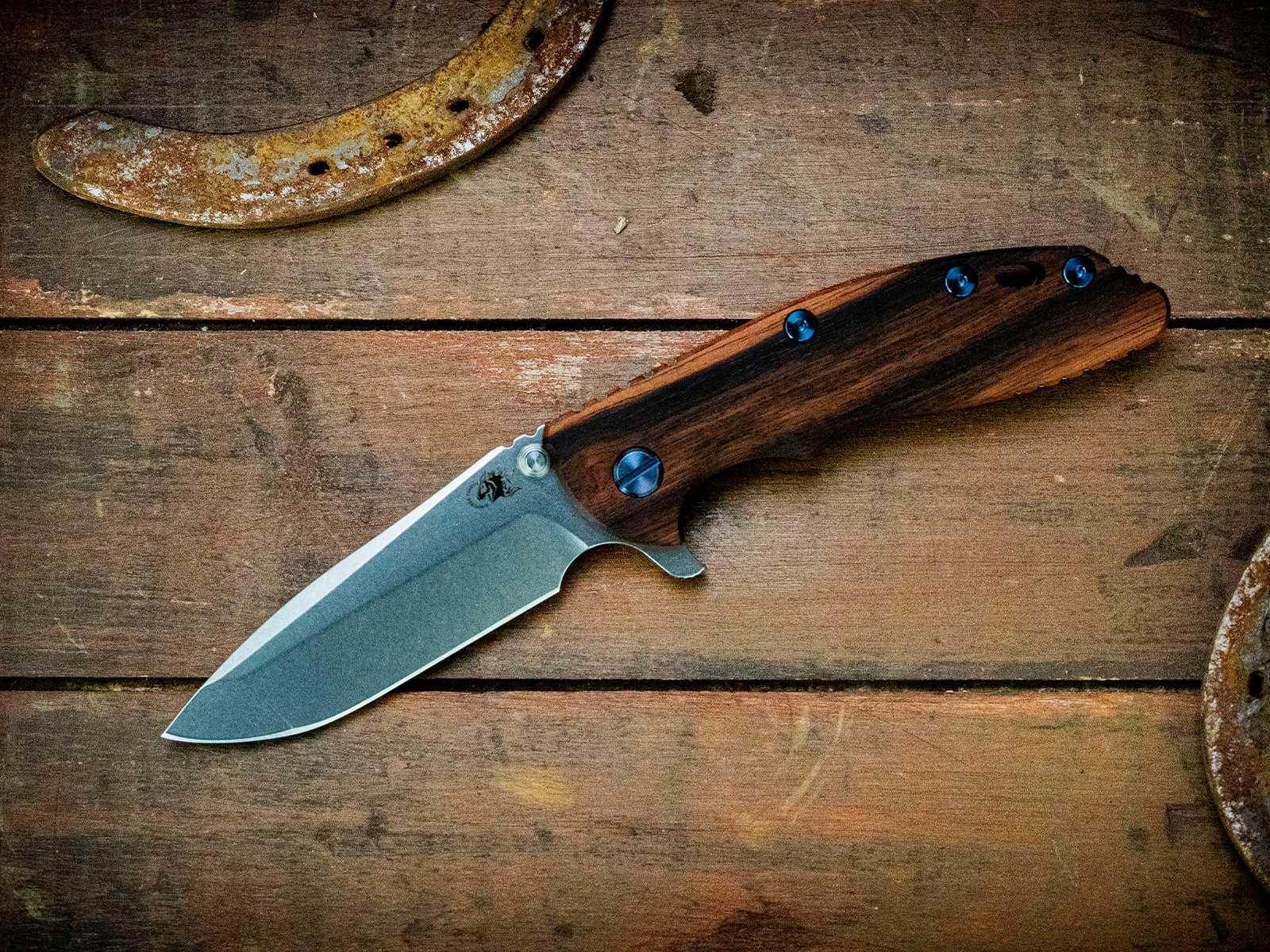 XM-18 3.5" Spanto-Stonewash Bronze-Macassar Ebony-Light Blue Hardware XM-18 3.5" Spanto-Stonewash Bronze-Macassar Ebony-Light Blue Hardware