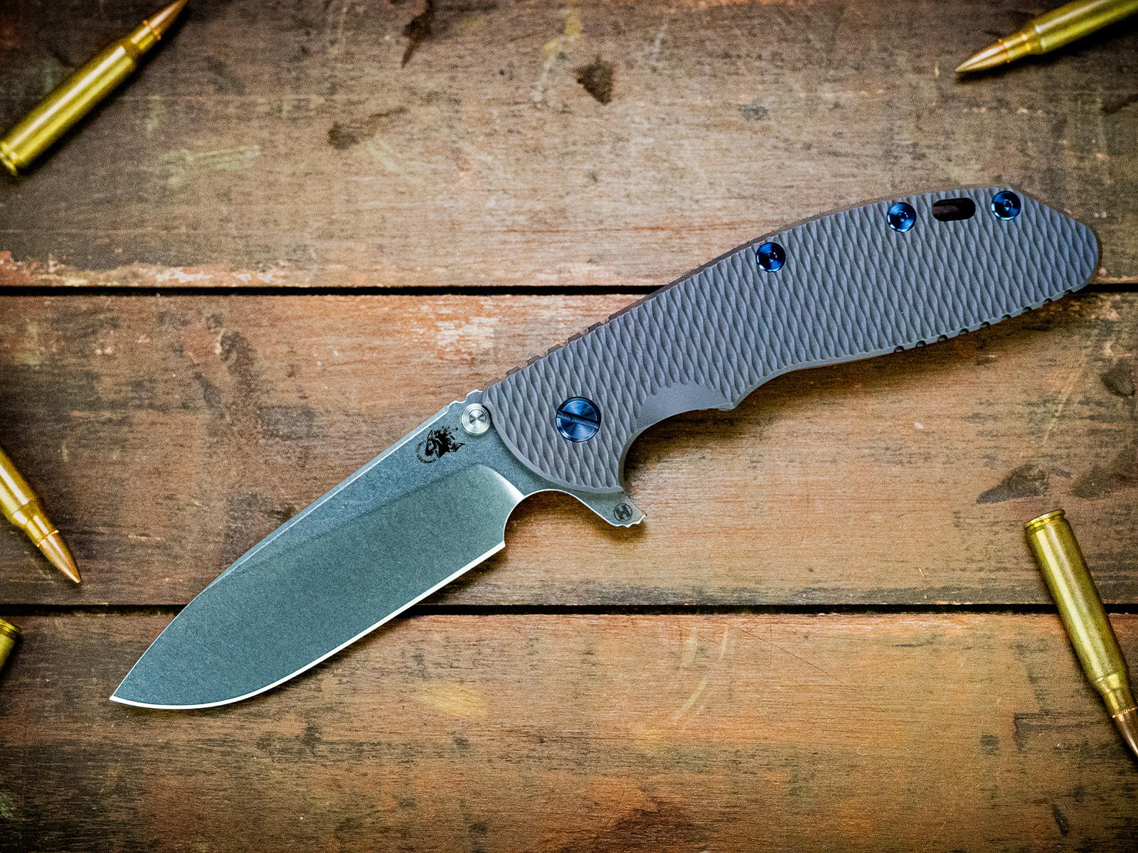 XM-24-S45VN-Slicer-Hollow Ground-Full Textured Bead Blast Purple-Blue Ti Hardware