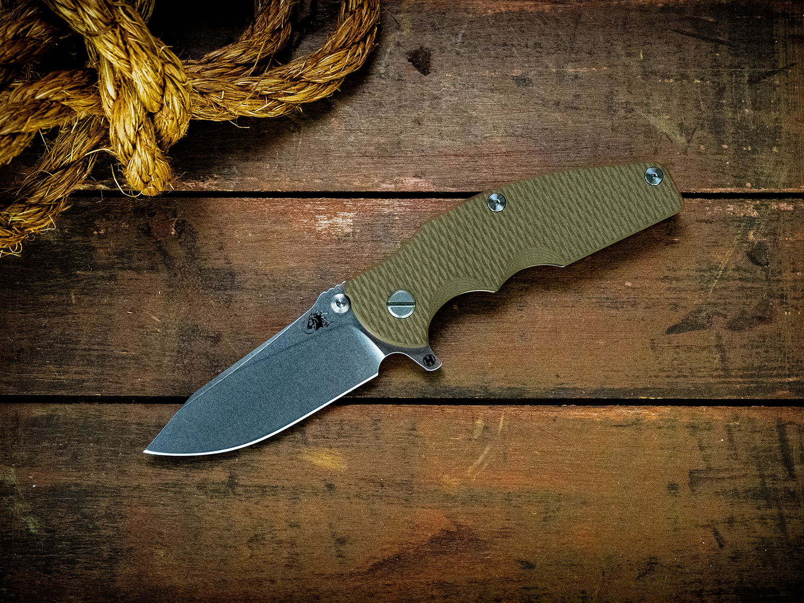 Jurassic-Slicer Hollow Ground-Magnacut-Stonewash Bronze-G10