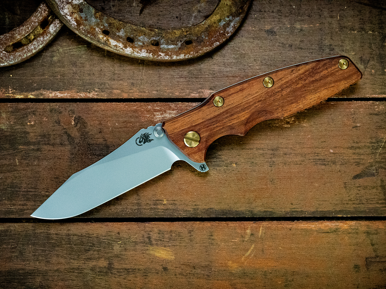 Eklipse-S45VN-Slicer Hollow Ground-Bead Blast Green-Koa-Brass Hardware Eklipse-S45VN-Slicer Hollow Ground-Bead Blast Green-Koa-Brass Hardware