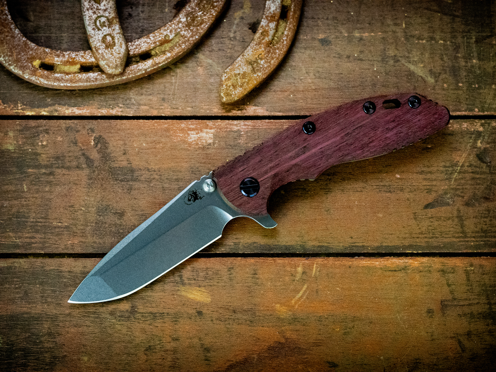 ExpProductCell_XM-18 3.5" Spanto-S45VN-Stonewash Blade-Working Finish Purple/Bronze-Purpleheart-Purple Ti/Purple Aluminum Hardware