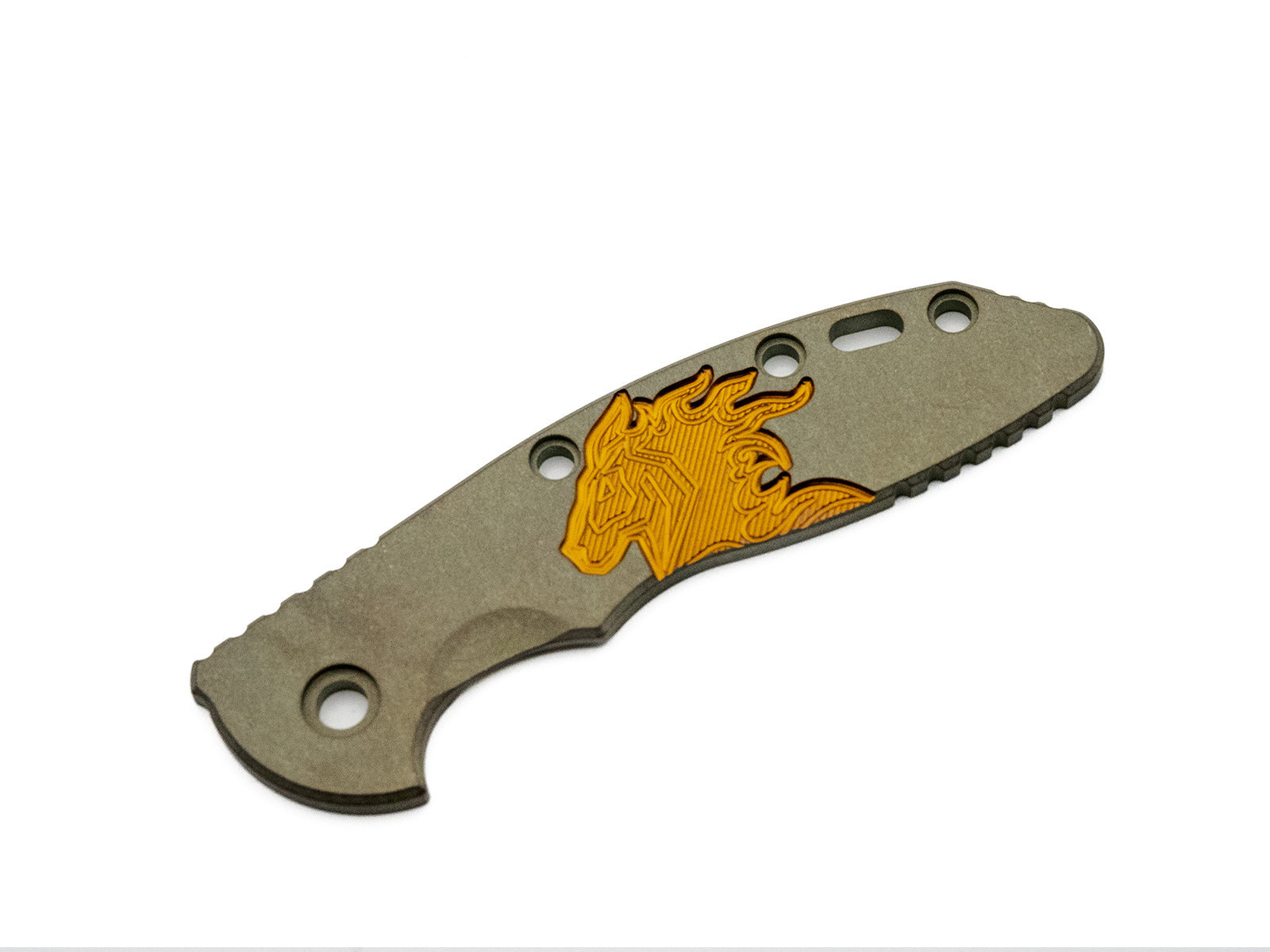 3.5" XM18 Titanium Scale-Milled Horse Head Logo-Smooth-Battle Green-Bronze 3.5" XM18 Titanium Scale-Milled Horse Head Logo-Smooth-Battle Green-Bronze