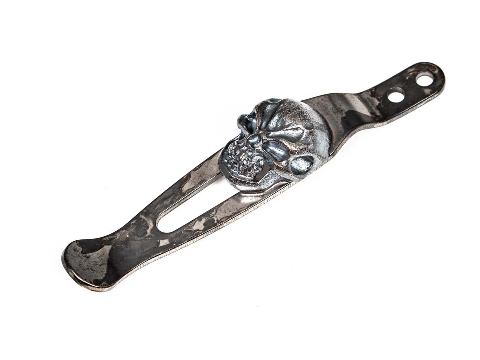 Hinderer Knives/Steel Flame-Small Hardness Skull Clip-Silver Hinderer Knives/Steel Flame-Small Hardness Skull Clip-Silver