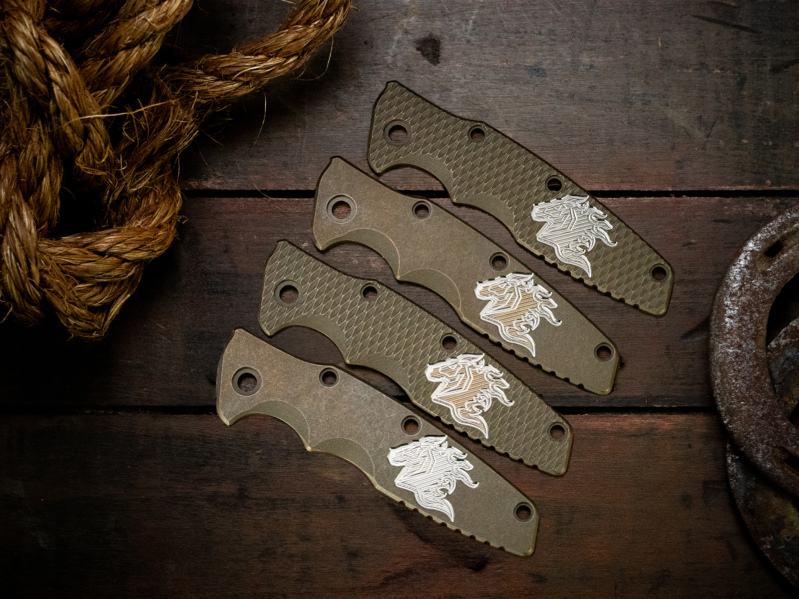 ExpProductCell_Eklipse 3.5" Skinny Titanium Scale-Milled Horse Head Logo-Battle Bronze