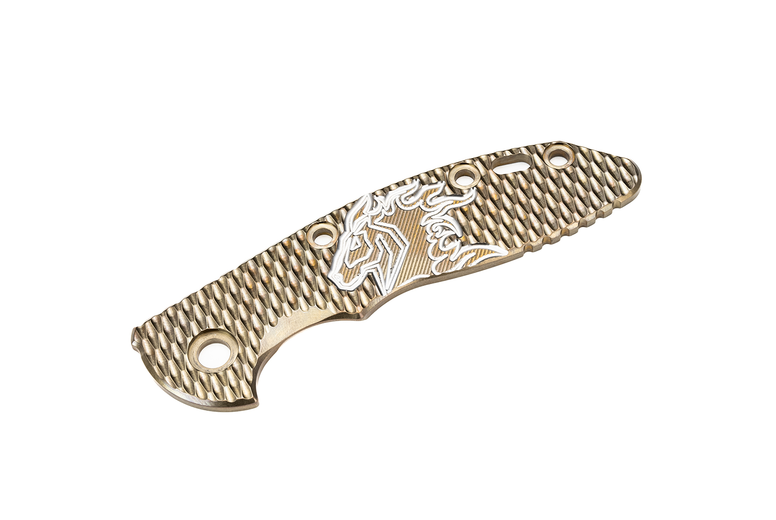 of 3.0" XM18 Titanium Scale-Engraved-Textured-Stonewash Bronze-Silver-Bronze of 3.0" XM18 Titanium Scale-Engraved-Textured-Stonewash Bronze-Silver-Bronze