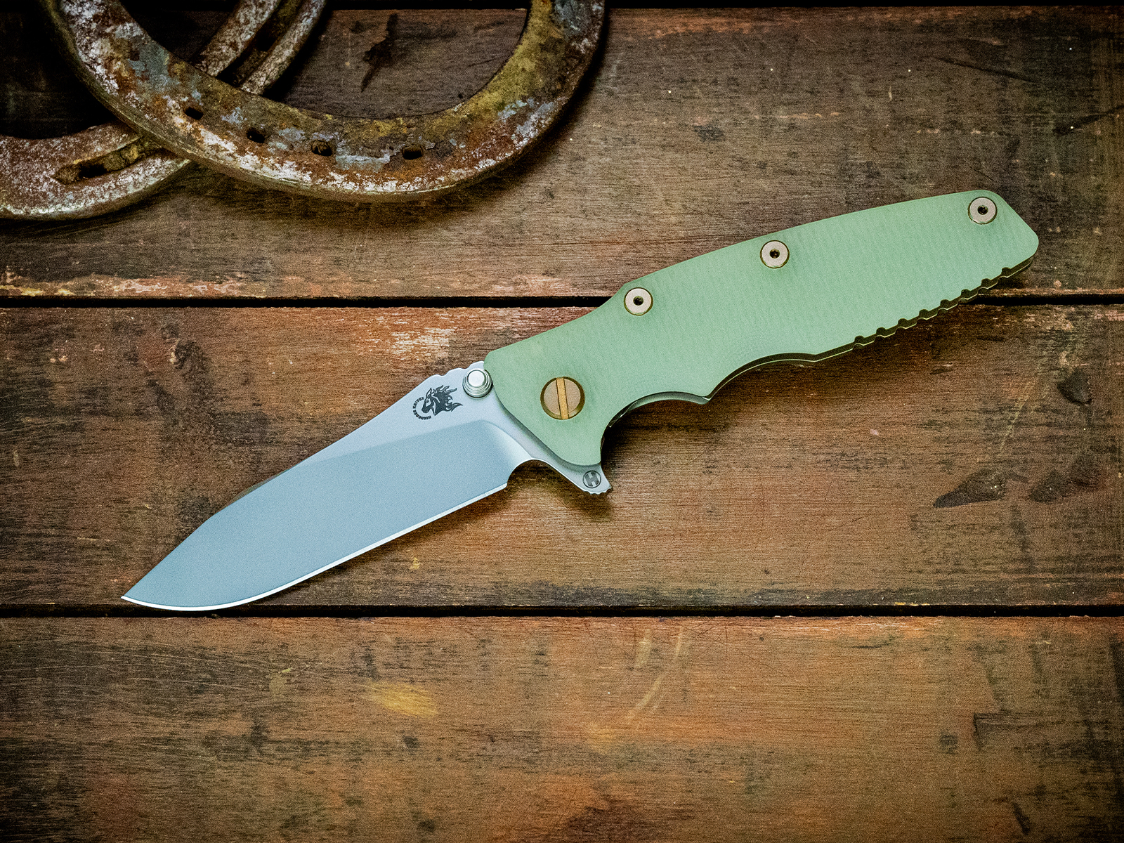 ExpProductCell_Eklipse-S45VN-Slicer Hollow Ground-Bead Blast Green/Gold-Translucent Green G10-Bead Blast Bronze Hardware