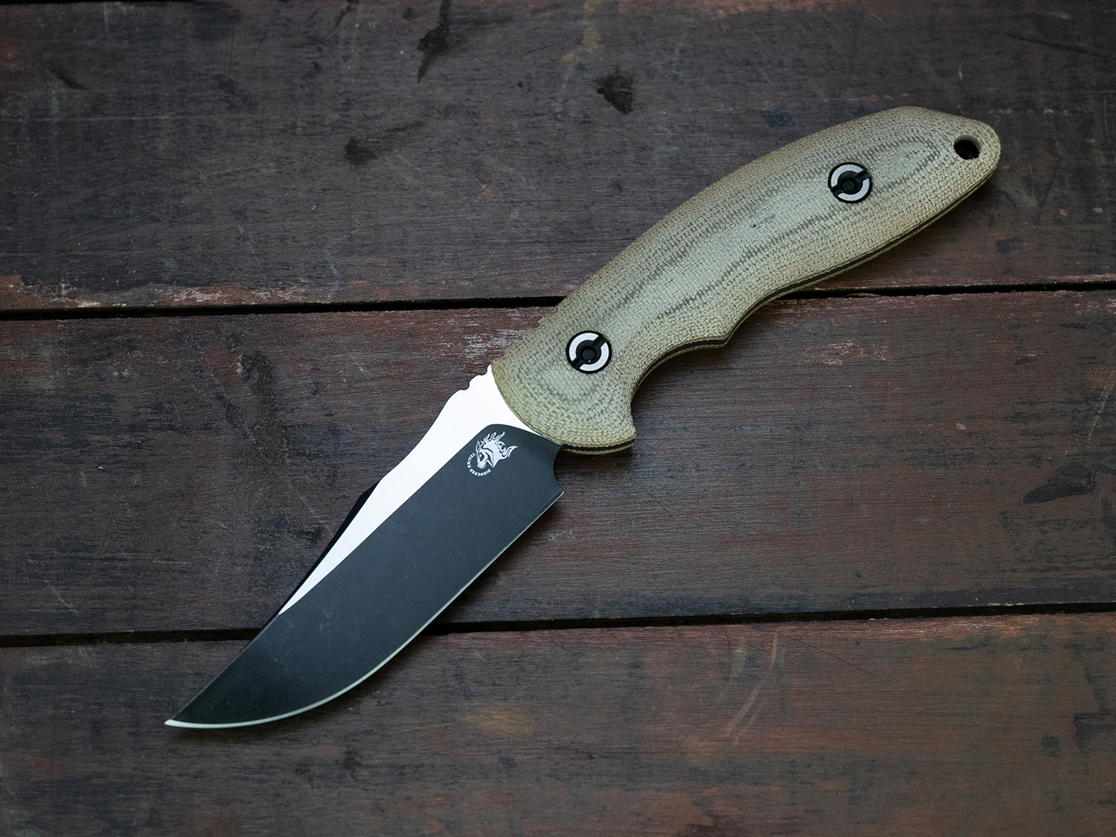 ExpProductCell_Rick Hinderer Reserve Line - Emmett - Two Tone - OD Green Micarta - Polished Black Nitride Hardware