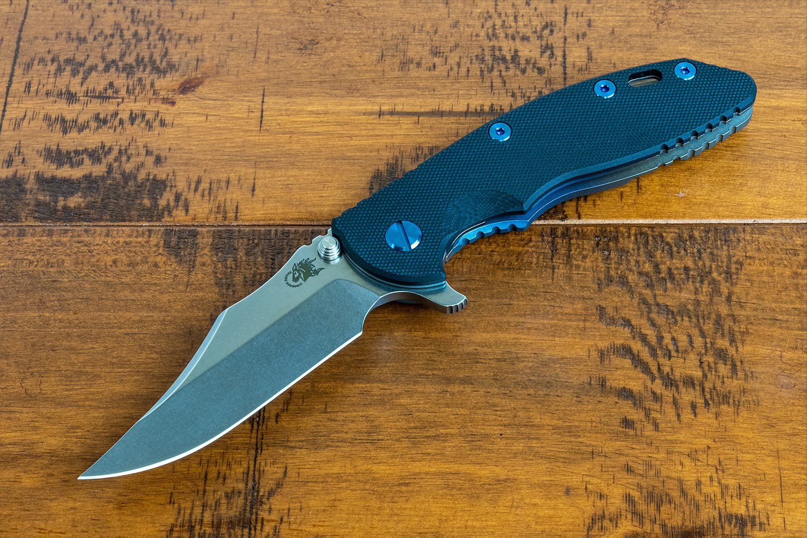 XM-18 3.5" Bowie-S45VN-Containment Series-Smooth Black G10-Stonewash Blue TI Hardware XM-18 3.5" Bowie-S45VN-Containment Series-Smooth Black G10-Stonewash Blue TI Hardware
