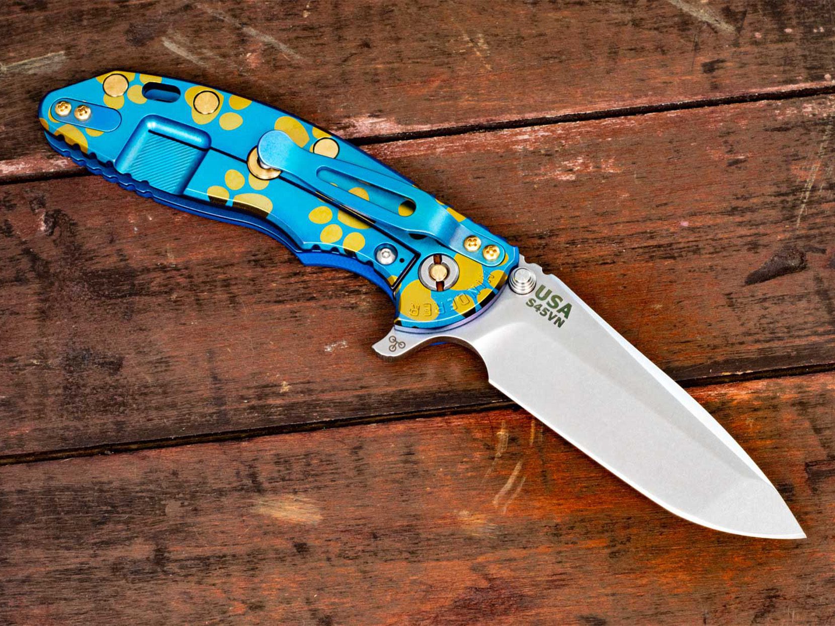 XM-18 3.5" Spanto-Stonewash Teal-Yellow Chaos Paw-Blue G10