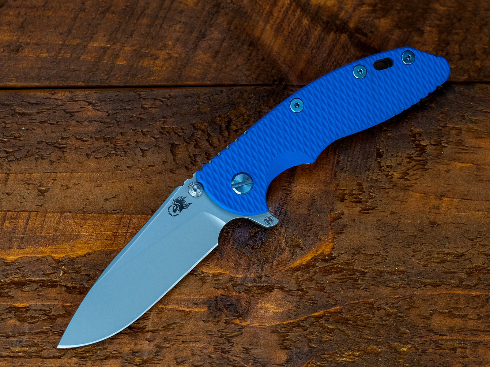 XM-18 3.5- Slicer Hollow Ground-S45VN-Bead Blast Green-Blue G10-Blue Ti Hardware XM-18 3.5- Slicer Hollow Ground-S45VN-Bead Blast Green-Blue G10-Blue Ti Hardware