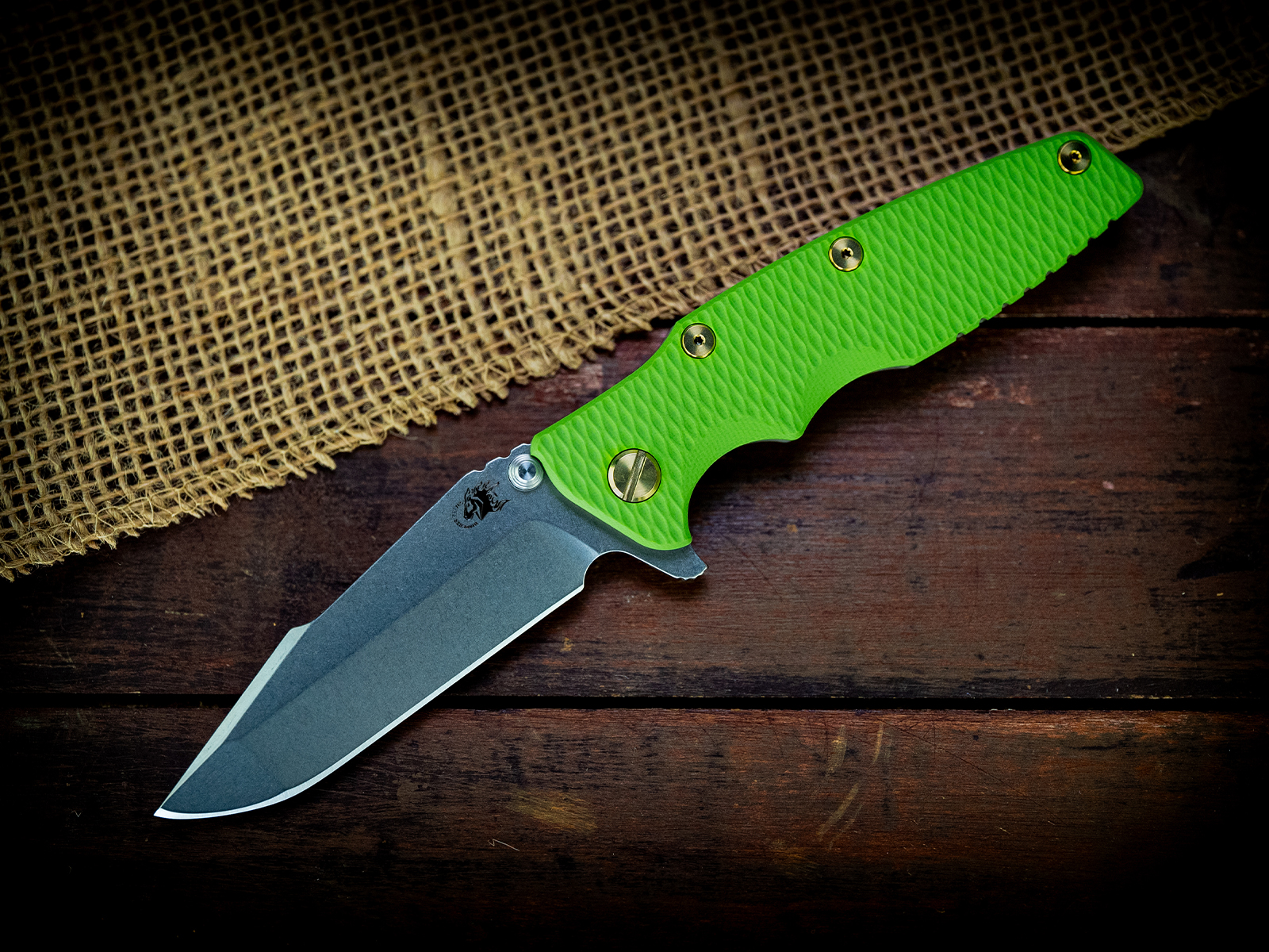 Eklipse-S45VN-Harpoon Spanto-Stonewash Blade-Working Finish Green/Gold-Lime Green G10-Green/Gold Ti Hardware Eklipse-S45VN-Harpoon Spanto-Stonewash Blade-Working Finish Green/Gold-Lime Green G10-Green/Gold Ti Hardware