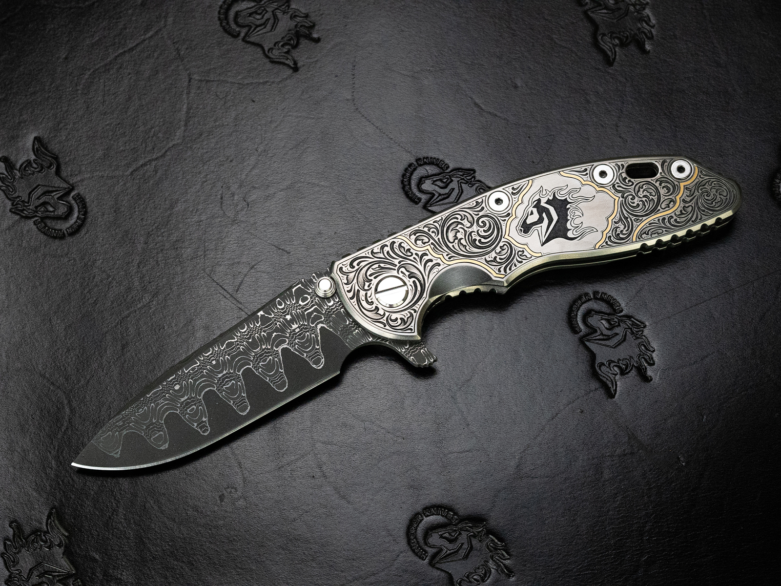 ExpProductCell_XM-18 3.5" Artistry Series - Gold Engraved - Vegas Forge Reptilian Stainless Steel San Mai Damascus - 2