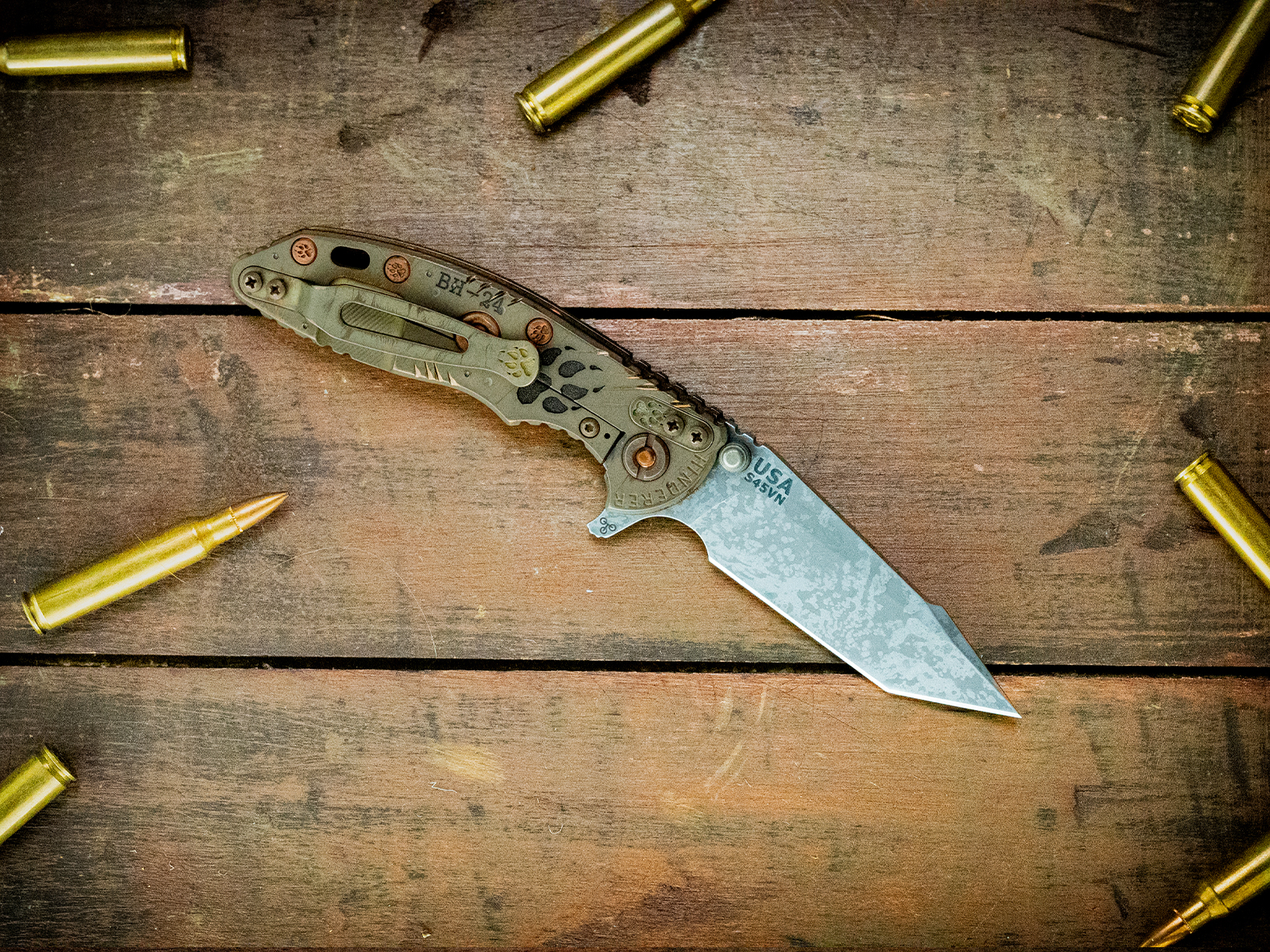 XM-18 3" Harpoon Tanto-S45VN-Battle Hound 24 Green-OD Green/Black G10-Copper Hardware-2 XM-18 3" Harpoon Tanto-S45VN-Battle Hound 24 Green-OD Green/Black G10-Copper Hardware-2