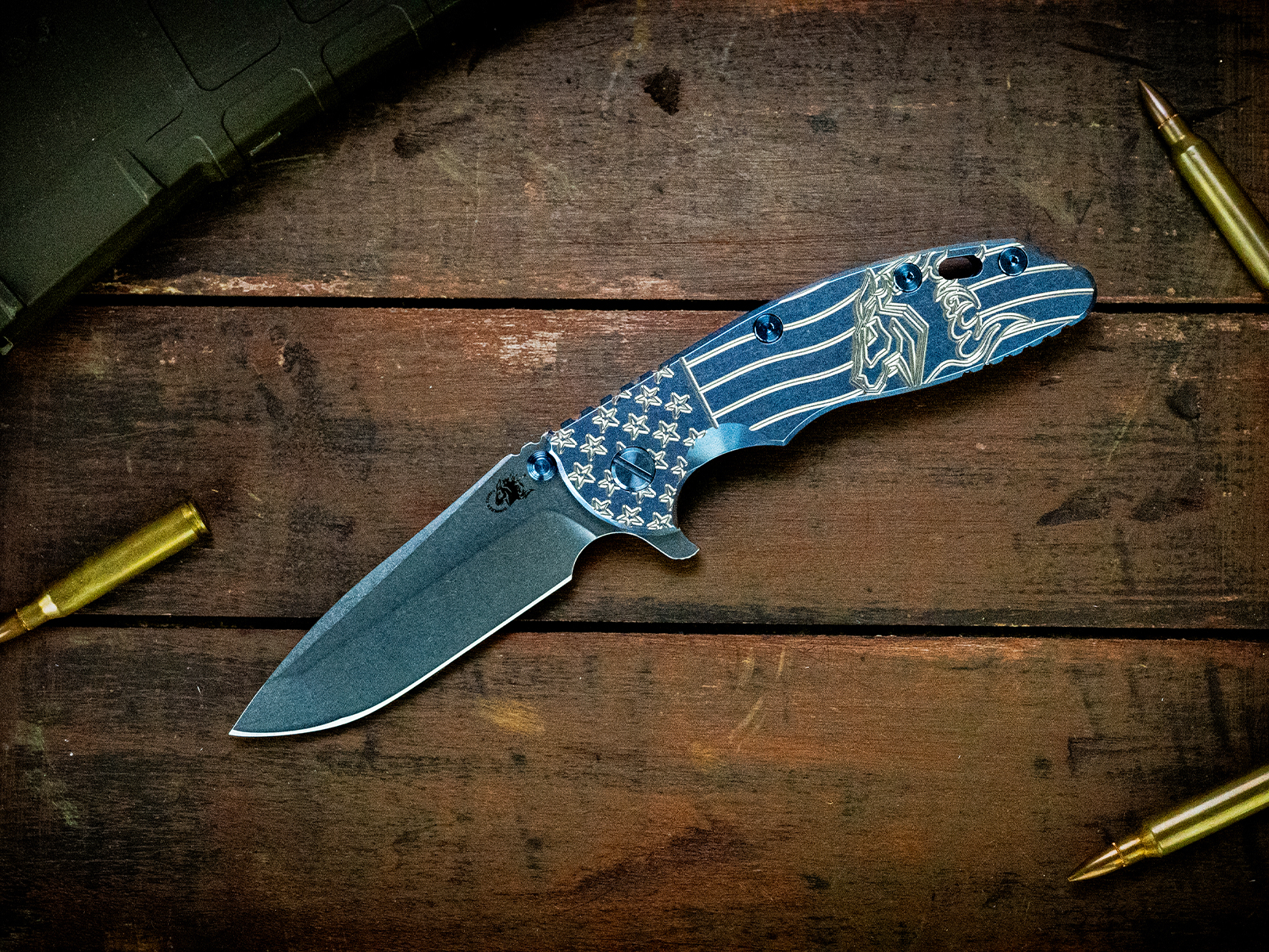 ExpProductCell_XM-18 3.5" Spanto-S45VN-Full Ti Stonewash Blue-Milled Stars and Stripes-Blue Ti Hardware/TS/Red Alum Standoffs