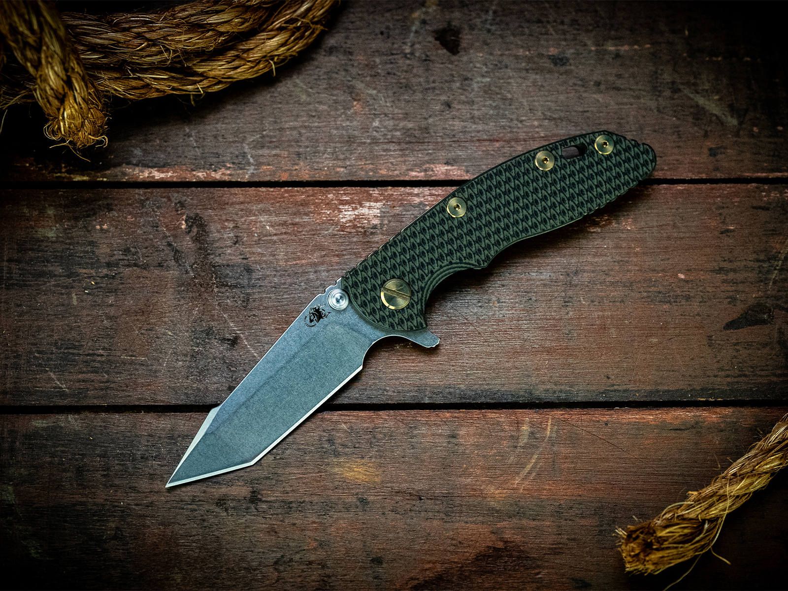 XM-18 3" Harpoon Tanto-S45VN-Stonewash Blade-Battle Green-OD Green/Black G10-Titanium Anodized Hardware XM-18 3" Harpoon Tanto-S45VN-Stonewash Blade-Battle Green-OD Green/Black G10-Titanium Anodized Hardware