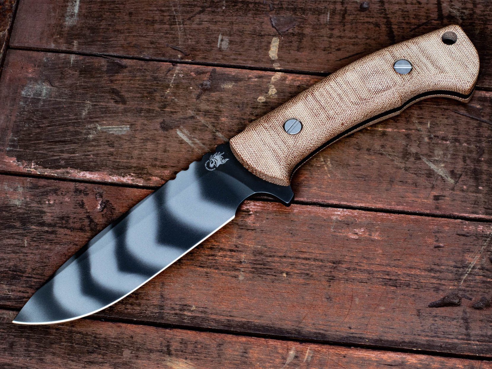 The Ranch Drop Point -Black DLC "Strider Striped"-Natural Micarta The Ranch Drop Point -Black DLC "Strider Striped"-Natural Micarta