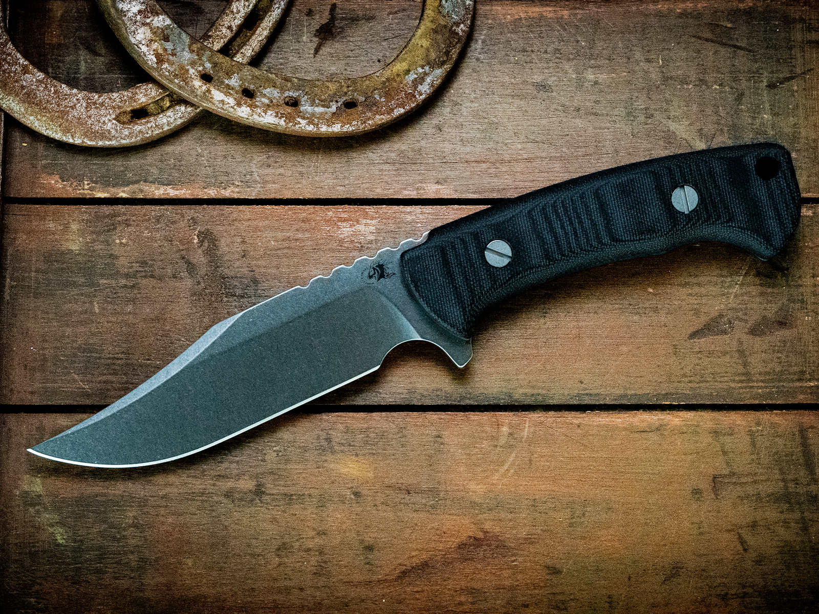The Ranch-Bowie-Stonewash-CPM 3V-Black Micarta The Ranch-Bowie-Stonewash-CPM 3V-Black Micarta