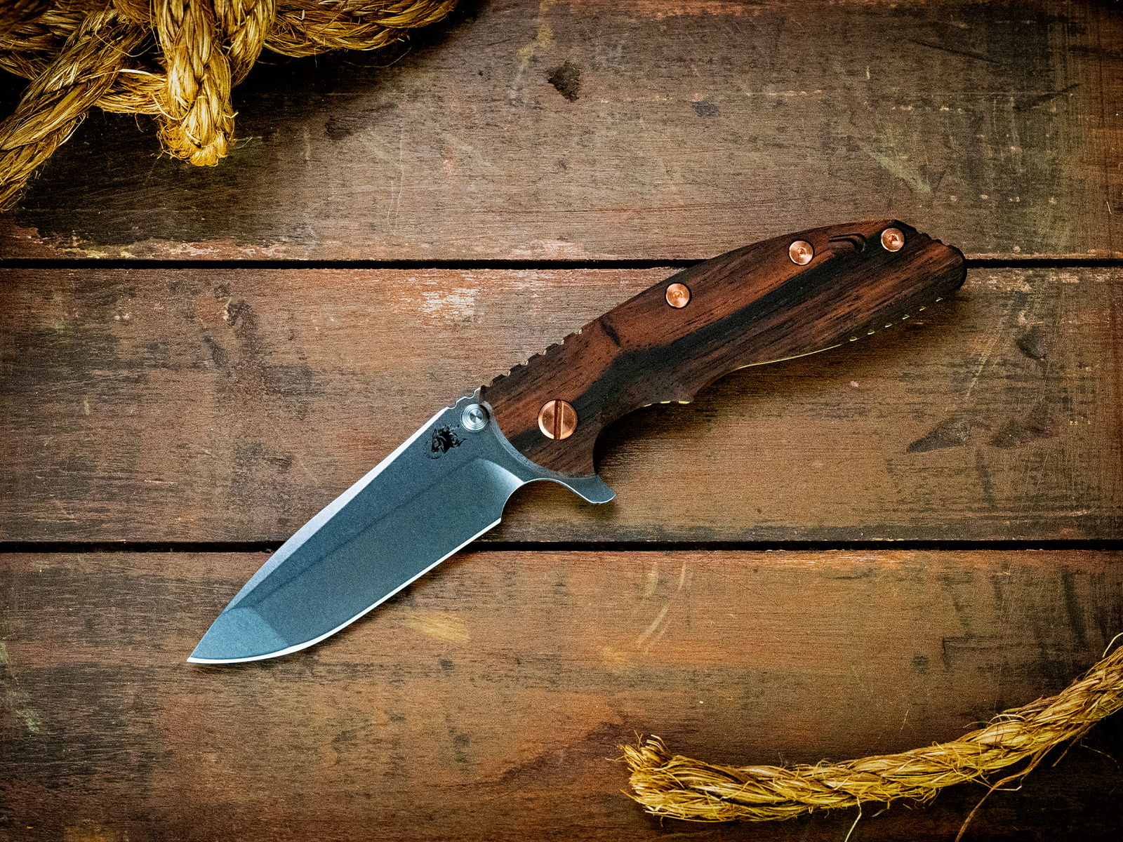 ExpProductCell_XM-18 3.5" Spanto-Stonewash Gold-Macassar Ebony-Copper Hardware