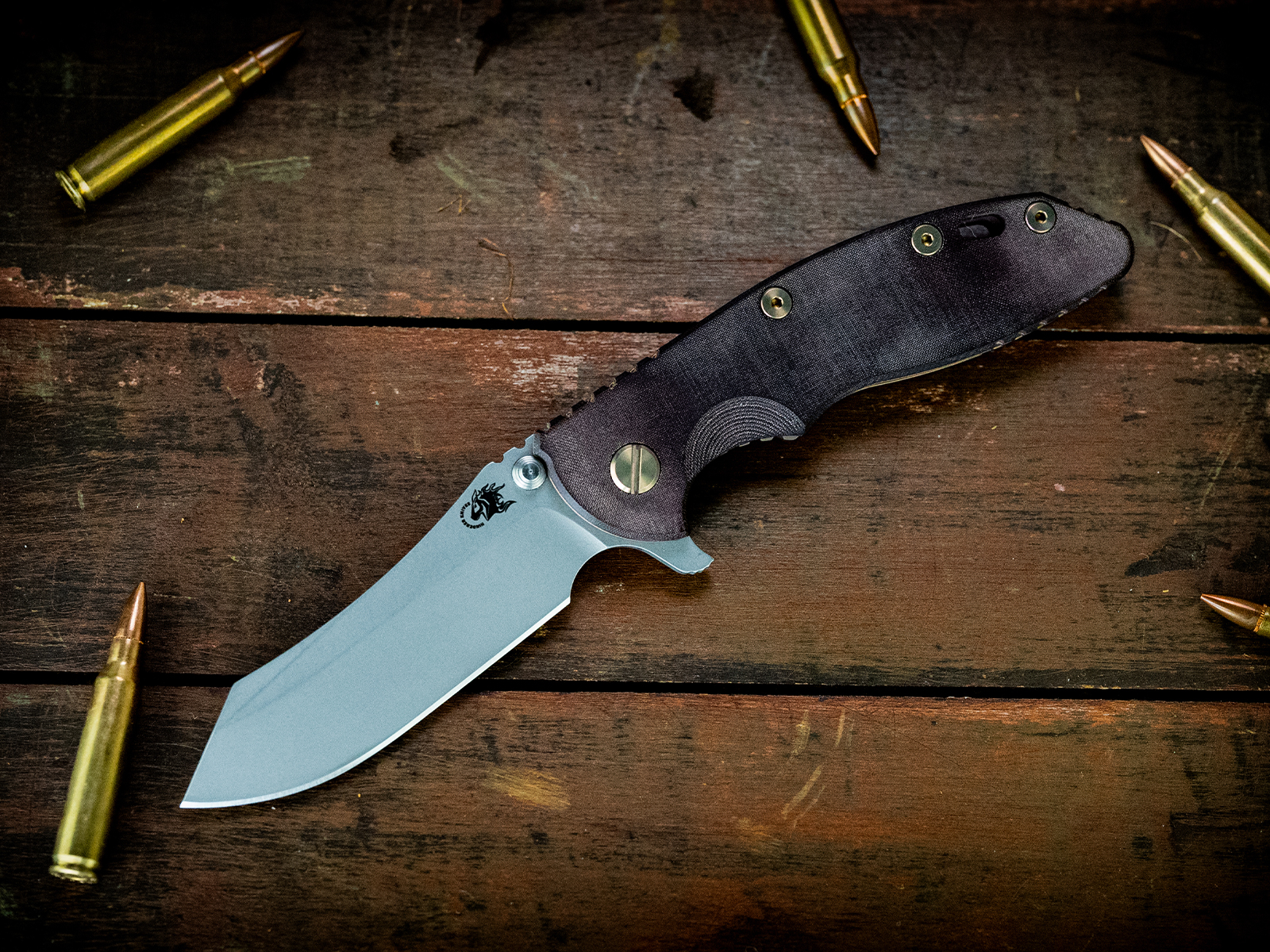 XM-18 3.5"-S45VN-Skinner-Battle Purple/Rose Gold-Smooth Burgundy Micarta-Rose Gold Ti Hardware XM-18 3.5"-S45VN-Skinner-Battle Purple/Rose Gold-Smooth Burgundy Micarta-Rose Gold Ti Hardware