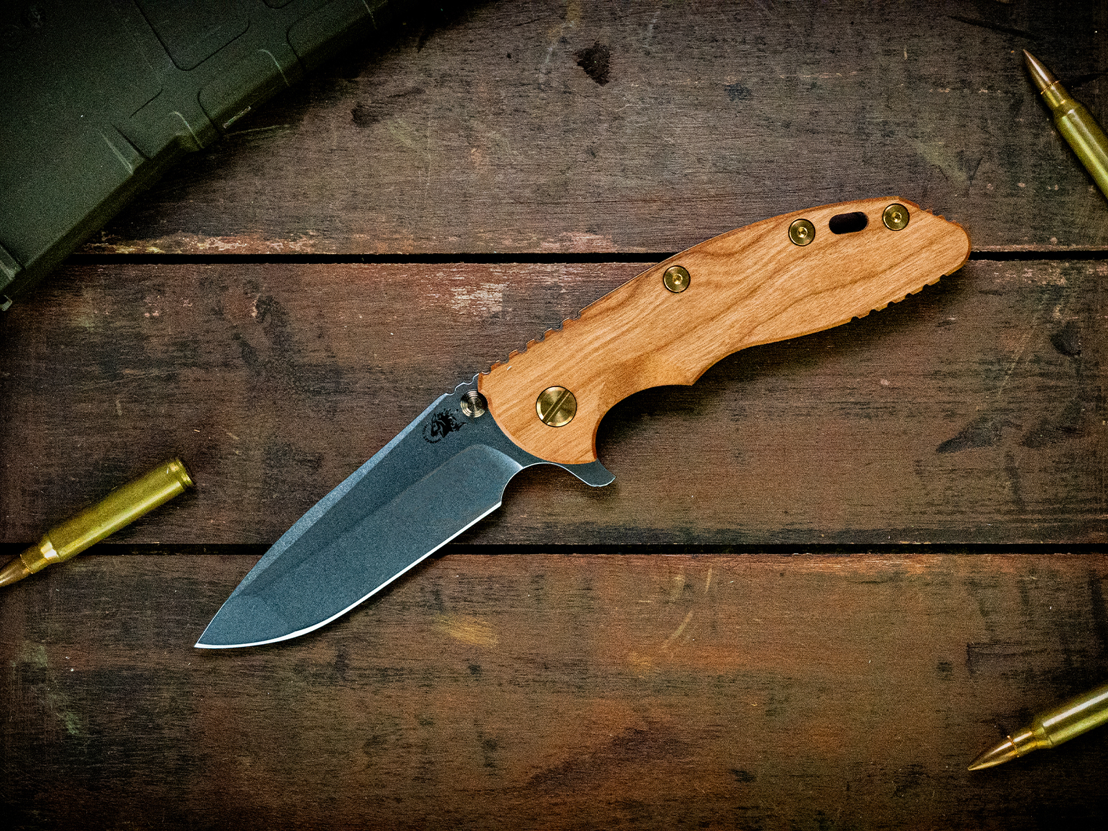 ExpProductCell_XM-18 3.5" Spanto-S45VN-Stonewash Blade-Battle Green-Cherry-Brass Hardware/ Ti TS