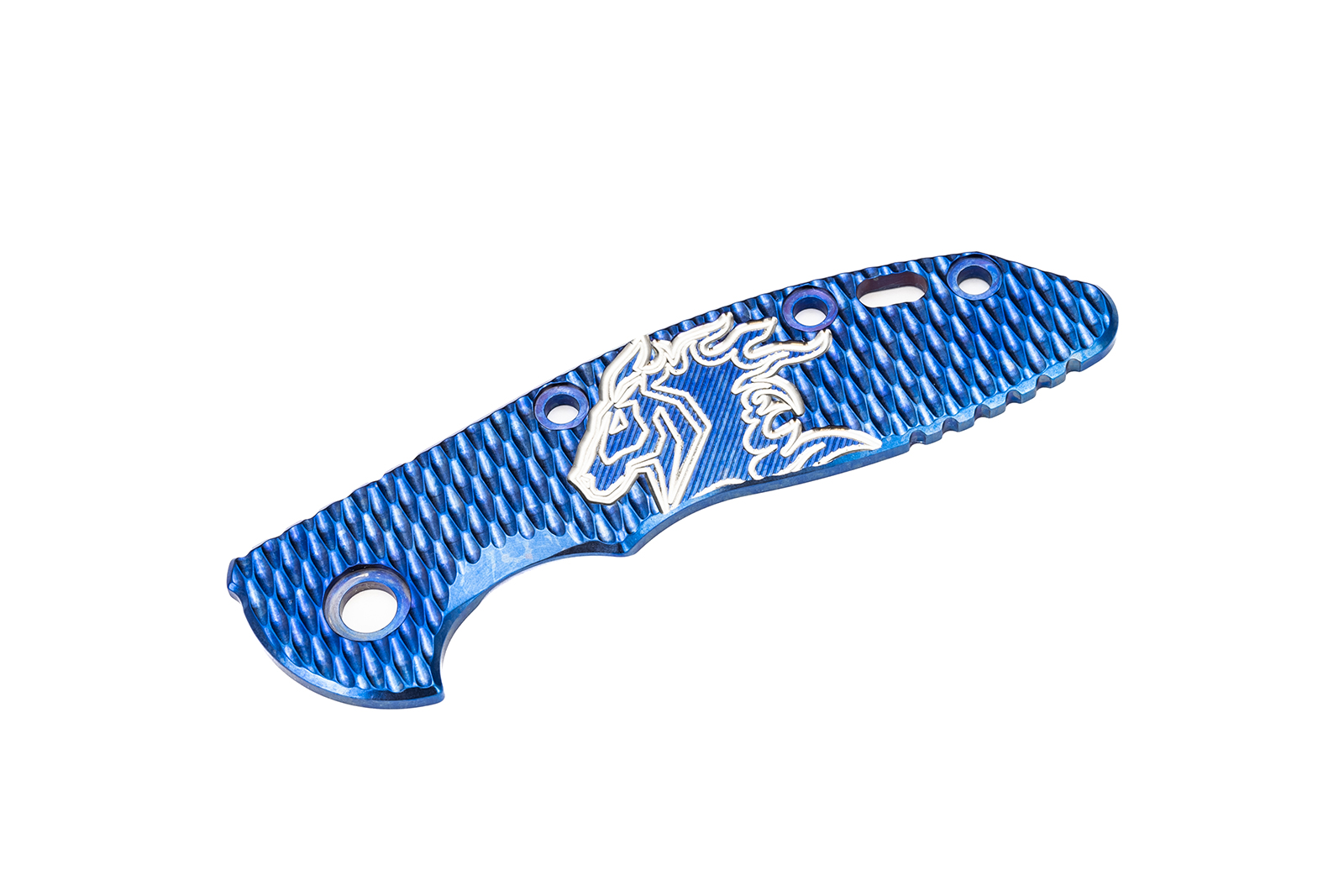 3.0" XM18 Titanium Scale-Engraved-Textured-Stonewash Blue-Silver-Blue 3.0" XM18 Titanium Scale-Engraved-Textured-Stonewash Blue-Silver-Blue
