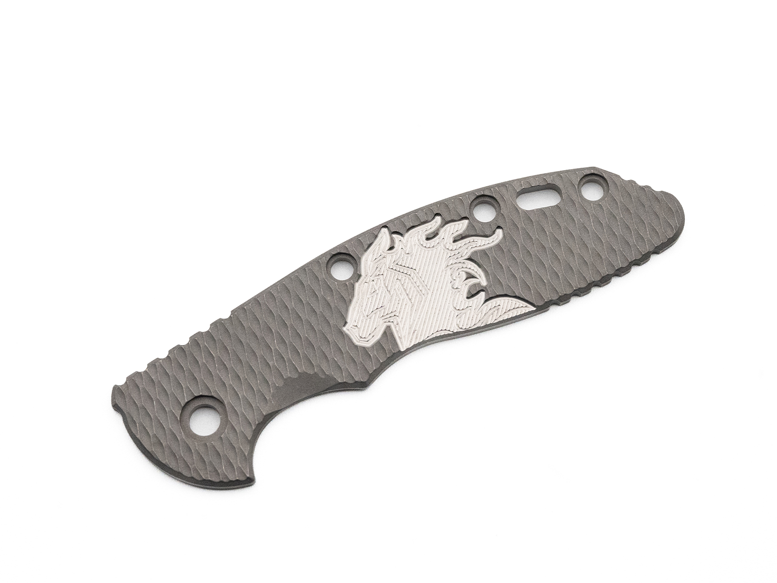 3.5" XM18-SKINNY-Titanium Scale-Milled Horse Head Logo-Textured-Working Finish-Silver/Silver