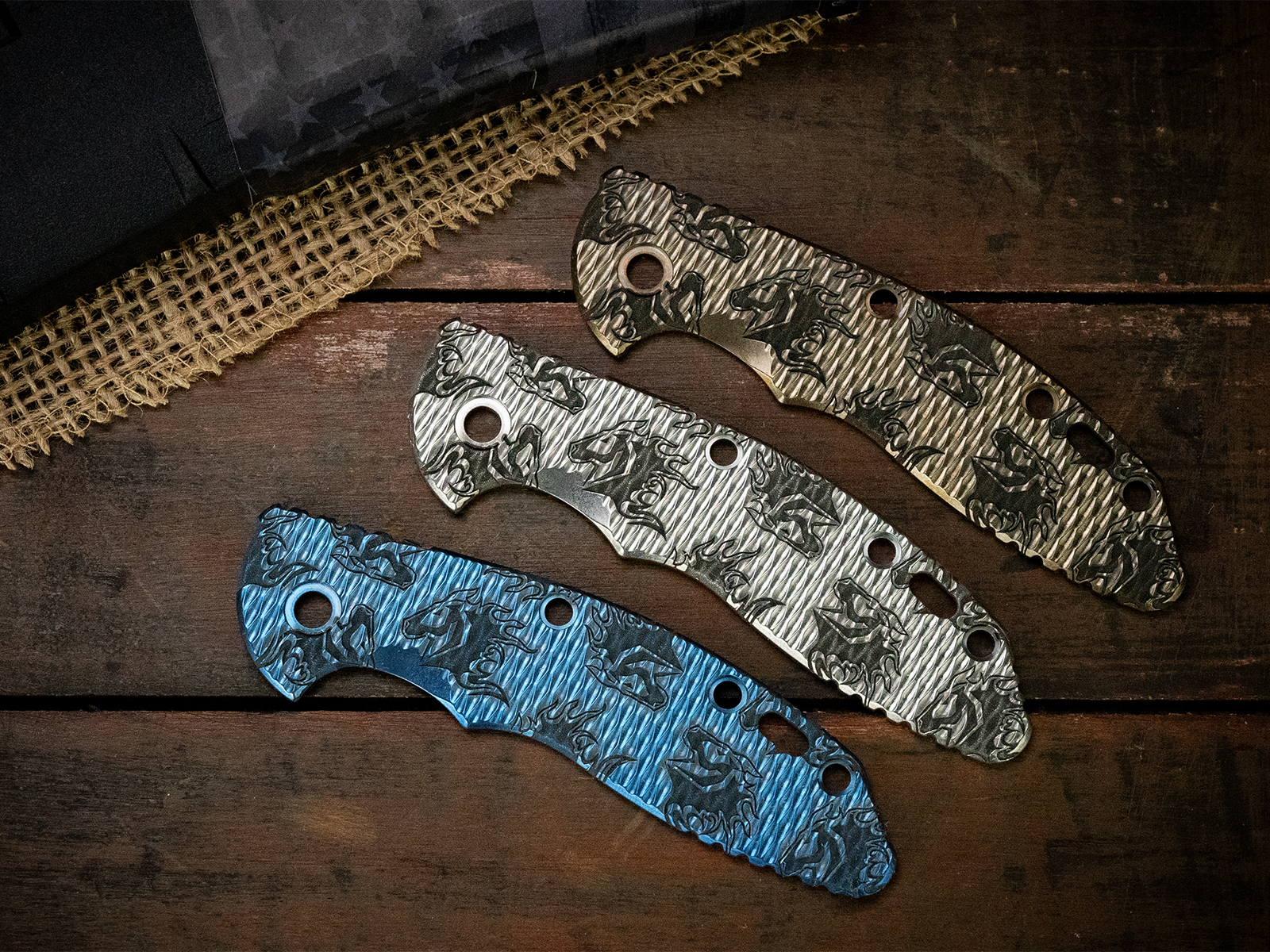 ExpProductCell_3.5" XM18-Skinny Titanium Scale-Textured-Chaos Horsehead Deep Laser-Stonewash