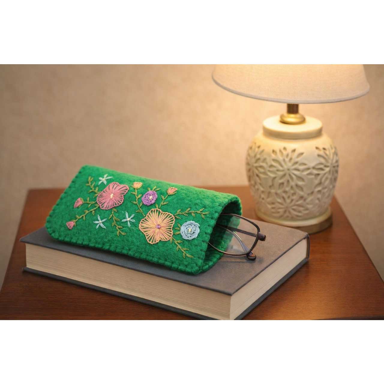 Embroidered Glasses Case Floral