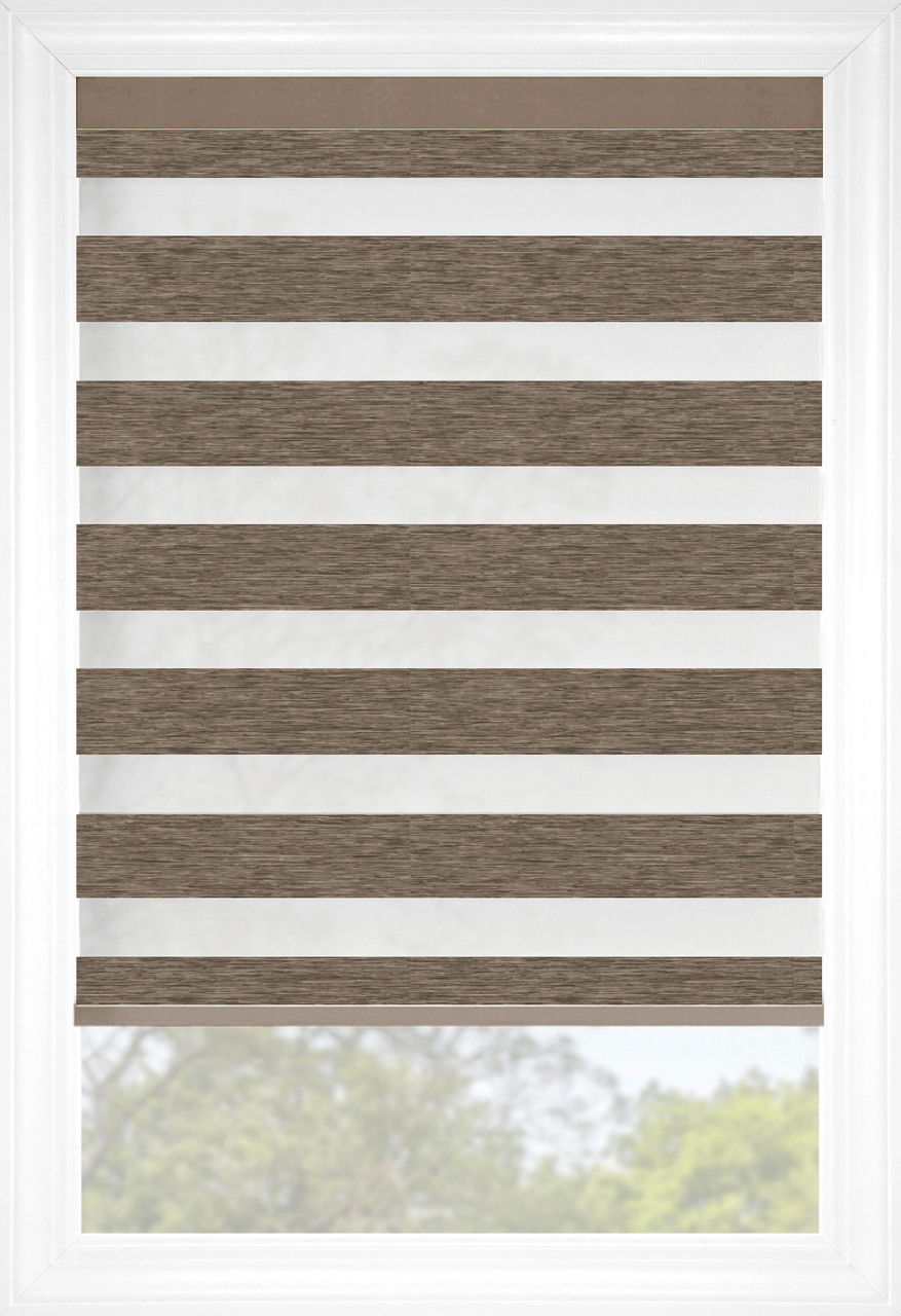 Bronze Cascade Elegance Linen Light Filtering Sheer Shades