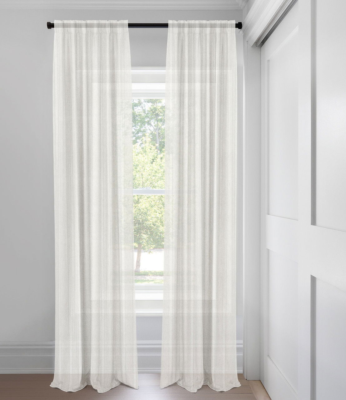 Blanc Jolene Sans Doublure Rideaux faits sur mesure