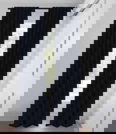 Navy Morris Room Darkening Unlined Custom Made Drapery