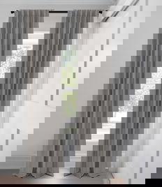 Charcoal Linen Cotton Weave Light Filtering Custom Made Drapery Charcoal Linen Cotton Weave Light Filtering Custom Made Drapery