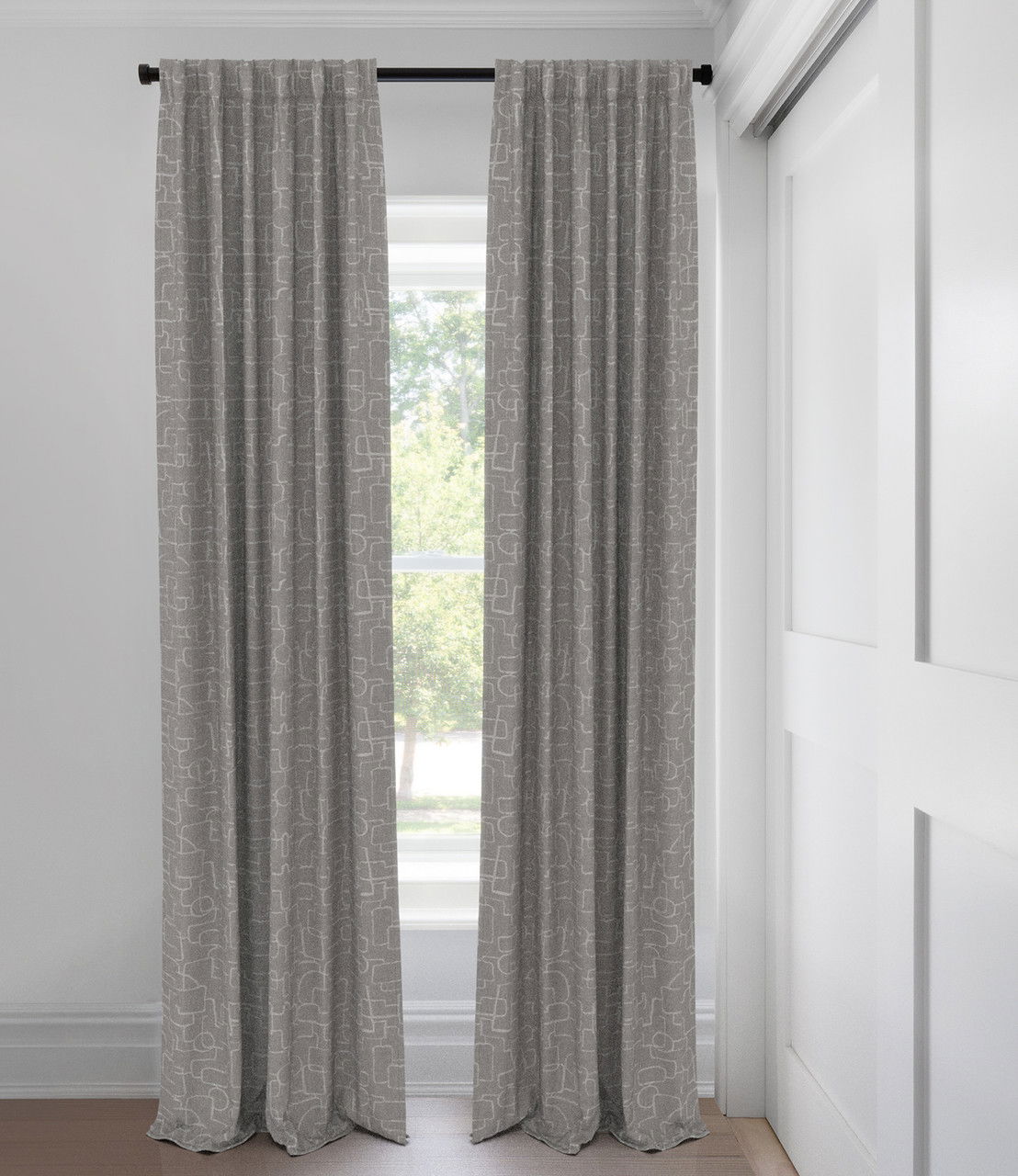 Gris Kashel Sans Doublure Rideaux faits sur mesure