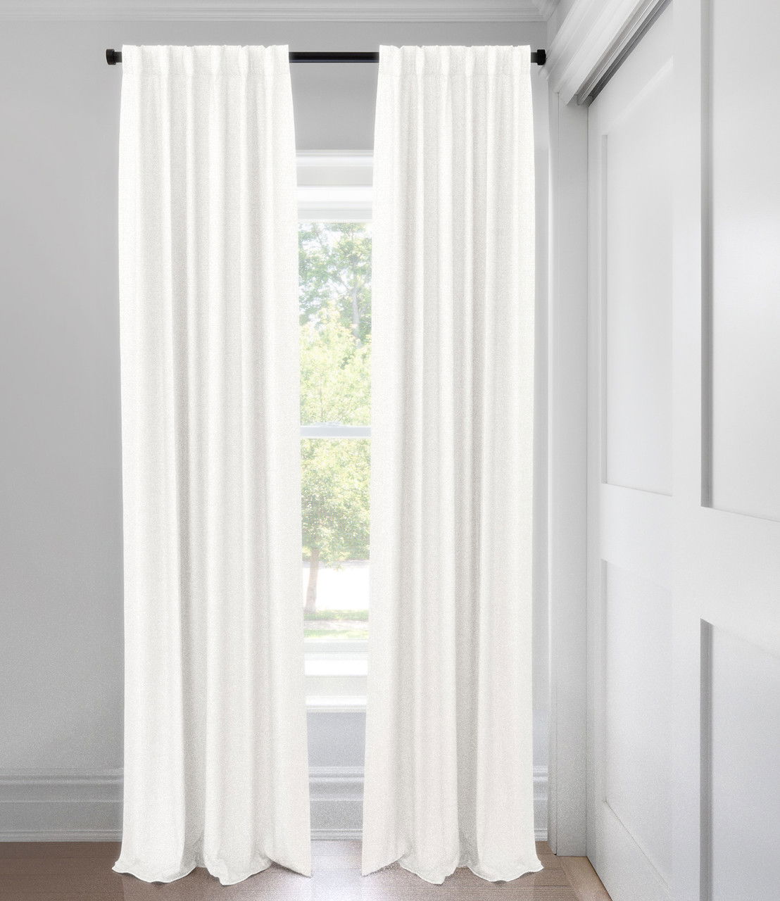 White Oxford Light Filtering Custom Made Drapery
