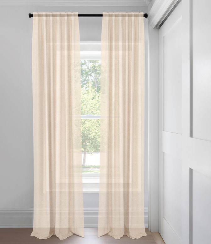 Beige Mélange de lin raffiné Rideaux faits sur mesure