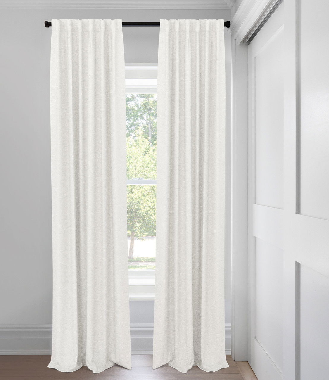 White Heavy Weight Textured Knit Light Filtering Custom Made Drapery