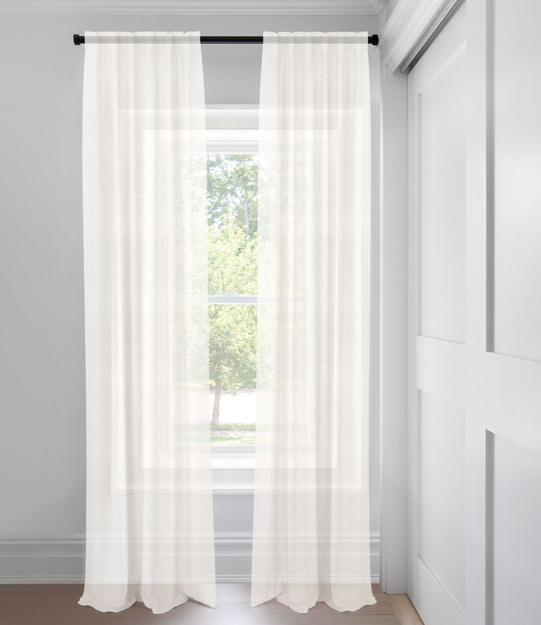 Blanc Mélange de lin raffiné Filtrant la Lumière Rideaux Custom Made