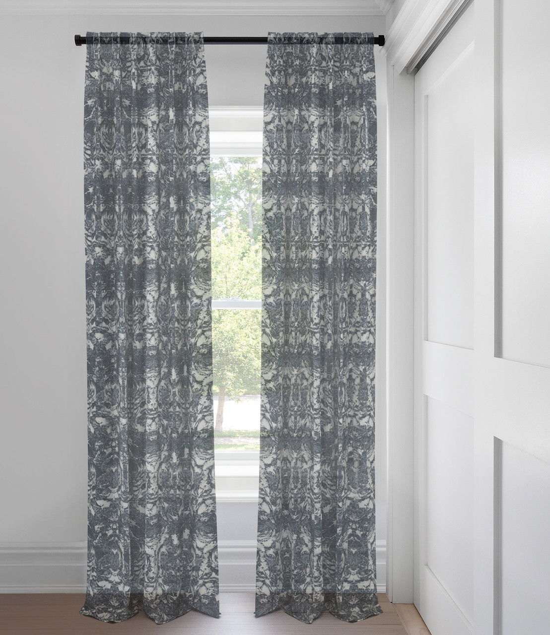 Bleu antique Lydia Sans Doublure Rideaux Custom Made