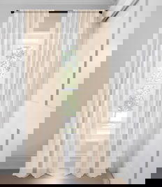 Beige Refined Linen Blend Blackout  Custom Made Drapery