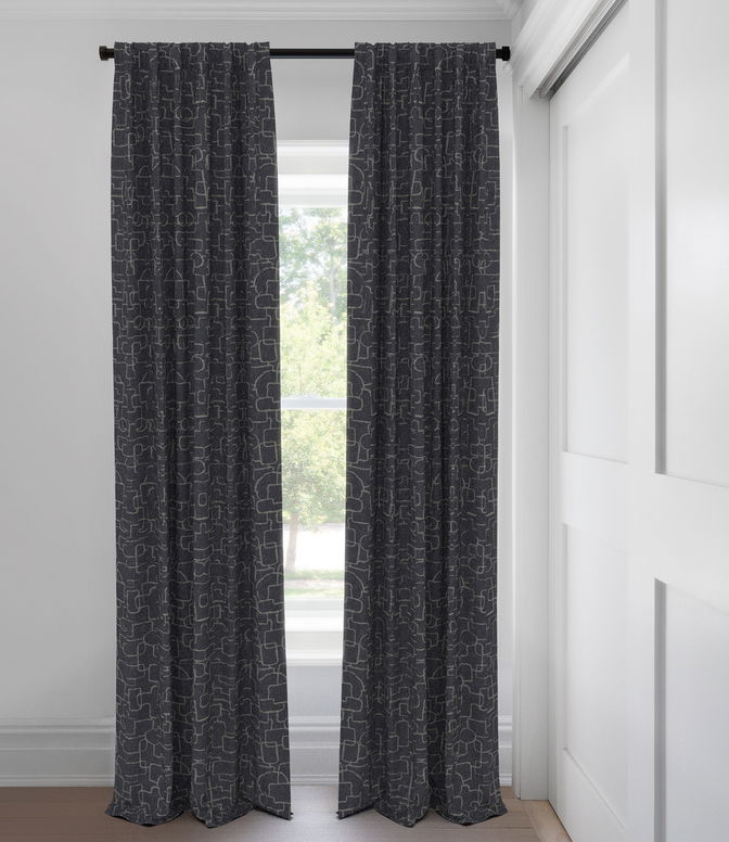 Bleu ardoise Kashel Rideaux faits sur mesure