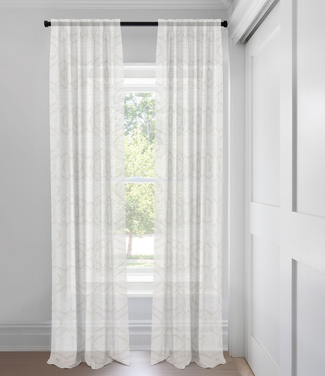 White Juliet Light Filtering Custom Made Drapery