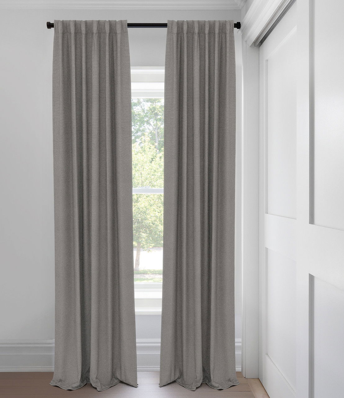 Charcoal Linen Cotton Weave Blackout Custom Made Drapery